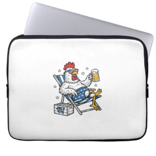 Rolig 4:e juli Kyckling Öl Patriotisk T-Shirt Desi Laptop Fodral