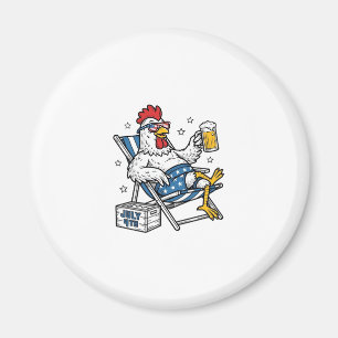 Rolig 4:e juli Kyckling Öl Patriotisk T-Shirt Desi Magnet