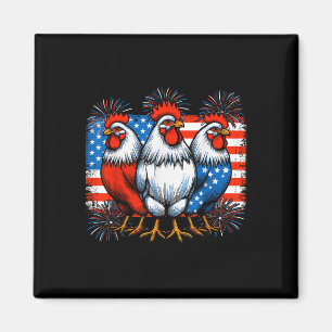 Rolig 4:e Juli Kycklingälskare Usa Flagga Patriot Magnet