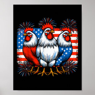 Rolig 4:e Juli Kycklingälskare Usa Flagga Patriot Poster