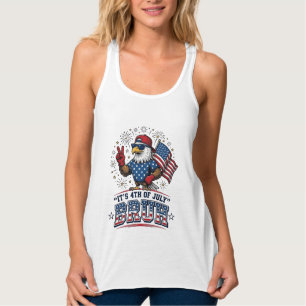Rolig 4:e juli Örn Bruh Patriotisk Tröjd Design Linne Med Racerback