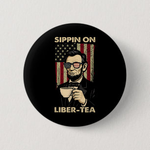 Rolig 4:e Juli Sippin På Liber-tea Frihet Knapp
