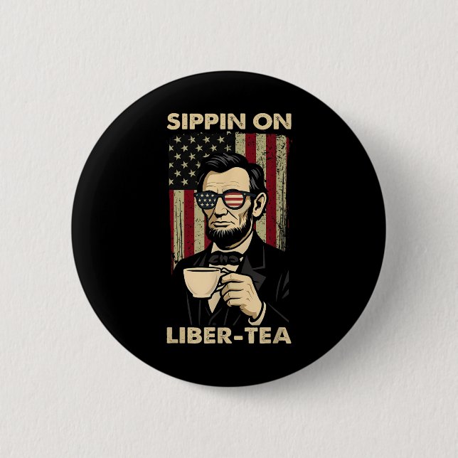 Rolig 4:e Juli Sippin På Liber-tea Frihet Knapp (Framsida)