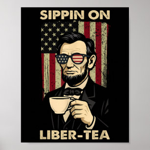 Rolig 4:e Juli Sippin På Liber-tea Frihet Oberoend Poster