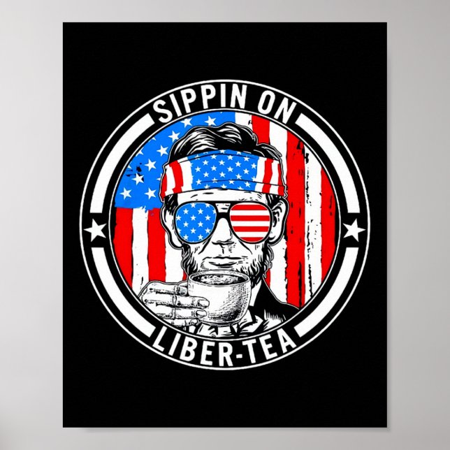 Rolig 4:e Juli Sippin På Liber-tea Frihet Usa Poster (Framsidan)