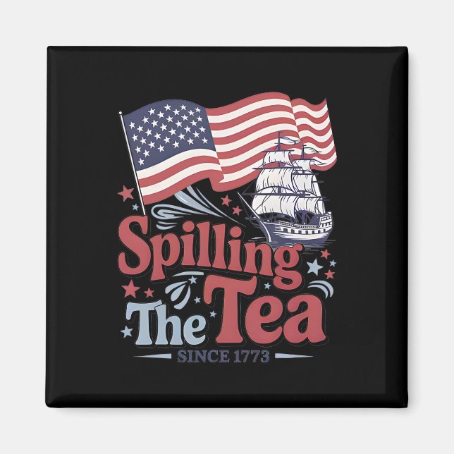 Rolig 4:e Juli Spillande Te Sedan 1773 Usa  Magnet (Framsidan)