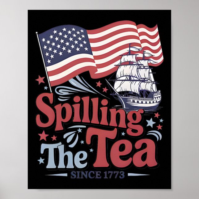 Rolig 4:e Juli Spillande Te Sedan 1773 Usa  Poster (Framsidan)