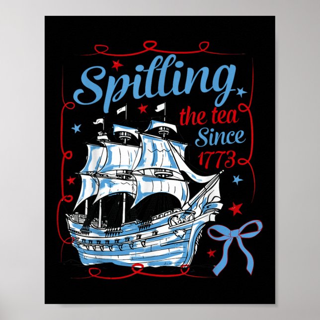 Rolig 4:e Juli Spillar Te Sidan 1773 Coqu Poster (Framsidan)