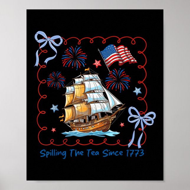 Rolig 4:e Juli, Spillar Te Sidan 1773 Coqu Poster (Framsidan)