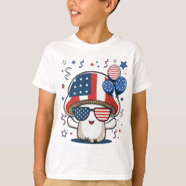 Rolig 4:e juli Svamp Patriotisk Amerikansk Flagga T Shirt