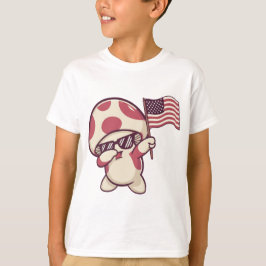Rolig 4:e Juli Svamp Patriotisk Amerikansk Flagga T Shirt
