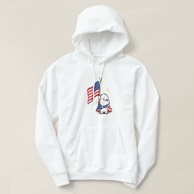Rolig 4:e juli Trött USA-karaktär Hoodie (Design framsida)