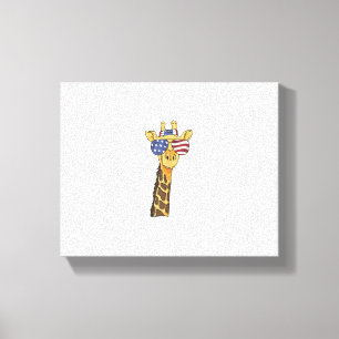 Rolig 4:e juli USA-flagga patriotisk giraff  Canvastryck