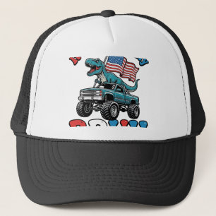 Rolig 4 juli dinosaurie monster truck skjorta_1 keps