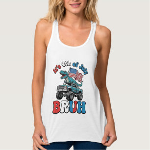 Rolig 4 juli dinosaurie monster truck skjorta_1 linne med racerback 
