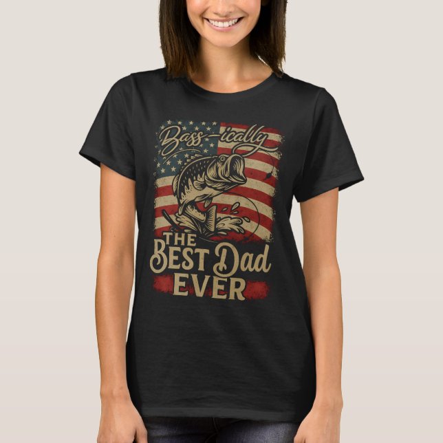 Rolig 4 juli fiske pappa present abborre fisk t shirt (Framsida)
