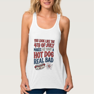 Rolig 4 juli korv patriotisk skjorta design_1 linne med racerback