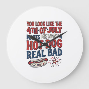 Rolig 4 juli korv patriotisk skjorta design_1 stor klocka
