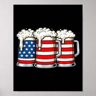 Rolig 4 juli ölfanatiker pappa dricker män usa poster