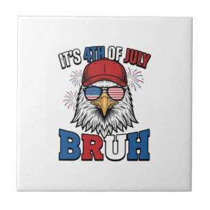 Rolig 4 juli Örn Bruh Patriotisk T-Shirt Design Kakelplatta