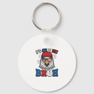 Rolig 4 juli Örn Bruh Patriotisk T-Shirt Design Nyckelring