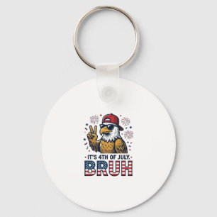 Rolig 4 juli Örn Bruh Patriotisk T-Shirt Design Nyckelring
