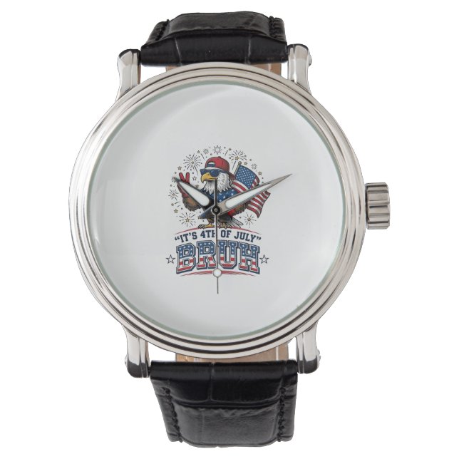 Rolig 4 juli Örn Bruh Patriotisk Tröjd Design Armbandsur (Framsida)