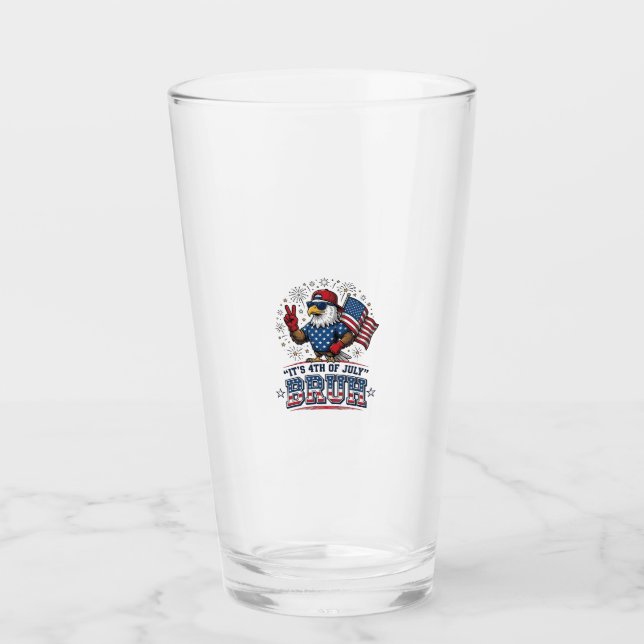 Rolig 4 juli Örn Bruh Patriotisk Tröjd Design Glaskopp (Framsida)