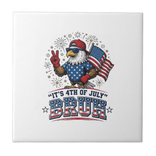 Rolig 4 juli Örn Bruh Patriotisk Tröjd Design Kakelplatta