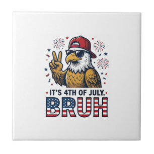 Rolig 4 juli Örn Bruh Patriotisk Tröjd Design Kakelplatta
