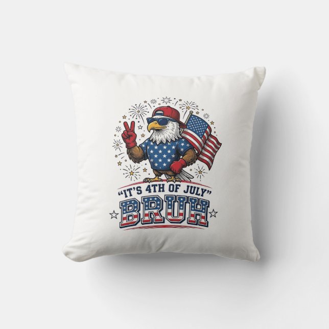Rolig 4 juli Örn Bruh Patriotisk Tröjd Design Kudde (Framsida)