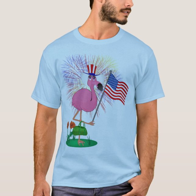 Rolig 4th av den Juli Flamingoskjortan Tröja (Framsida)