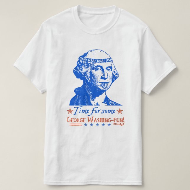 Rolig 4th av den Juli George Washington Tee (Design framsida)