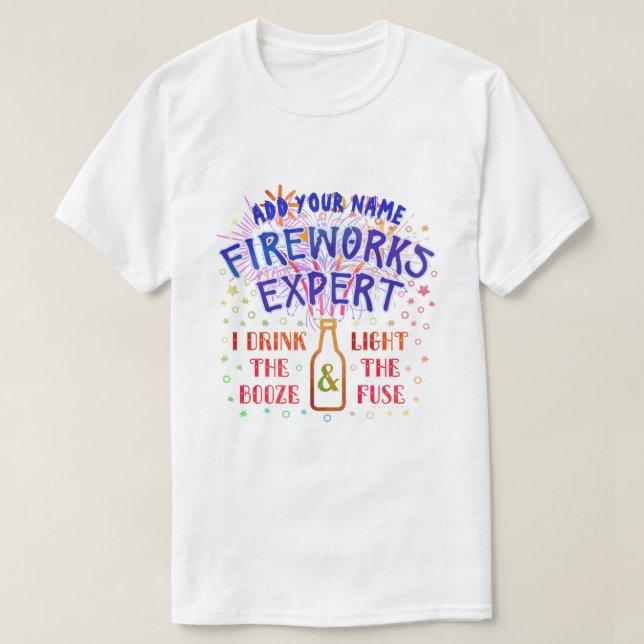 Rolig 4th av Juli självständighetfyrverkerier Tee (Design framsida)
