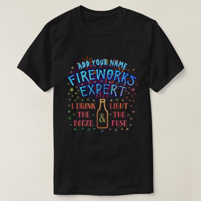 Rolig 4th av Juli självständighetfyrverkerier Tee Shirt (Design framsida)