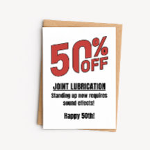 Rolig 50-årsfödelsedagskort - 50% rabatt på leder