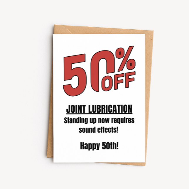 Rolig 50-årsfödelsedagskort - 50% rabatt på leder kort (Skapare uppladdad)
