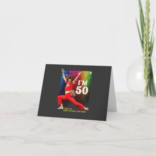 Rolig 50-årspresent Kick & Stretch Sally O'Malley  Inbjudan (Framsida)