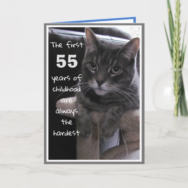 Rolig 55-årsfödelsedags kattkort kort (Framsida)