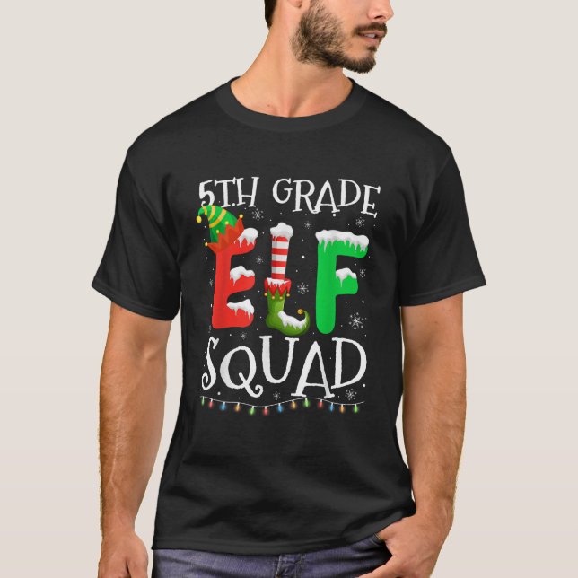 Rolig 5:e klass Tomtepatrull lärare elev jul T Shirt (Framsida)