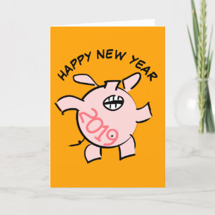 Rolig 5 Tecknad Illustration Gris År 2019 Kort