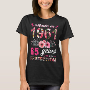 Rolig 65 år gammal Tillverkad 1961 Blommig 65-årsd T Shirt
