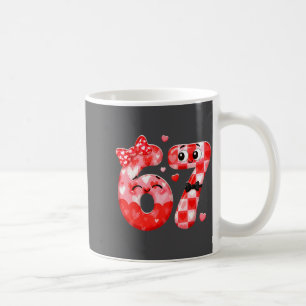 Rolig 67 Alla hjärtans dag Meme Sex Sju Hjärta 6 7 Kaffemugg