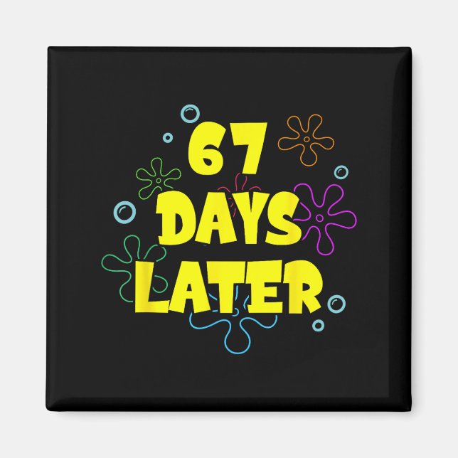 Rolig 67 dagar senare 67:e skoldagen 6 7 meme lära magnet (Framsidan)