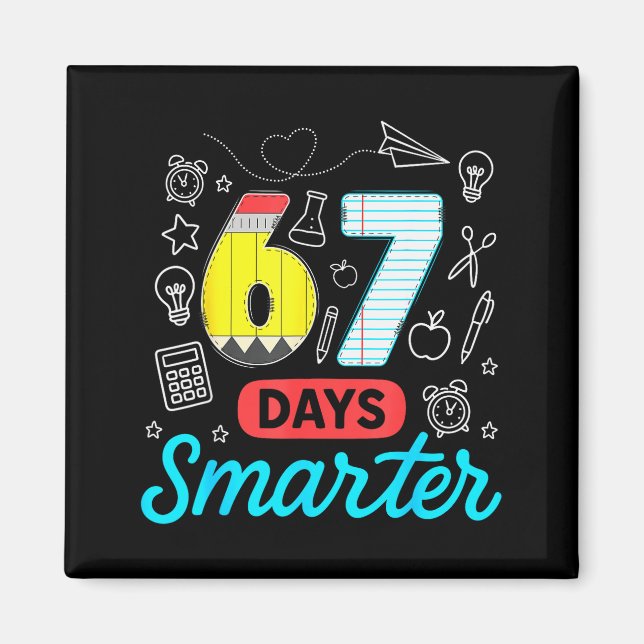 Rolig 67 Dagar Smartare Six Seven Meme Lärare Stud Magnet (Framsidan)