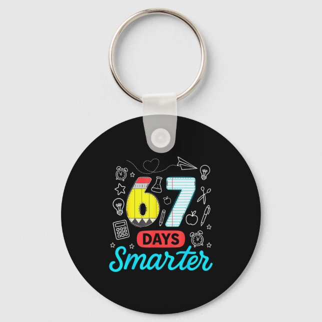 Rolig 67 dagar smartare Six Seven meme lärare stud Nyckelring (Framsida)