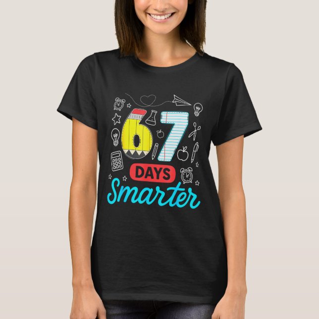 Rolig 67 dagar smartare Six Seven meme lärare stud T Shirt (Framsida)