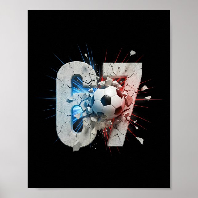 Rolig 67 Fotbollsdroppe Six Seven Meme 6 7 Pojkar  Poster (Framsidan)