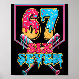 Rolig 67 Glass Strömmar Baseball Sex Sju Present F Poster