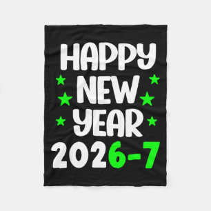 Rolig 67 Gott Nytt År 2026 Vit Grön Bokstav Fleecefilt